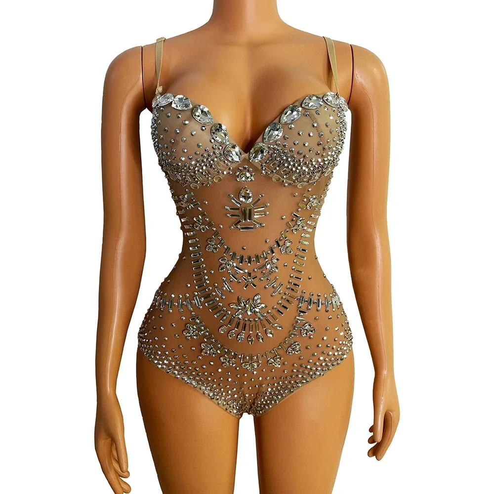 Rhinestone Banding Trim - Celebrate Female Singer Dj Rhinestones Bodysuit
