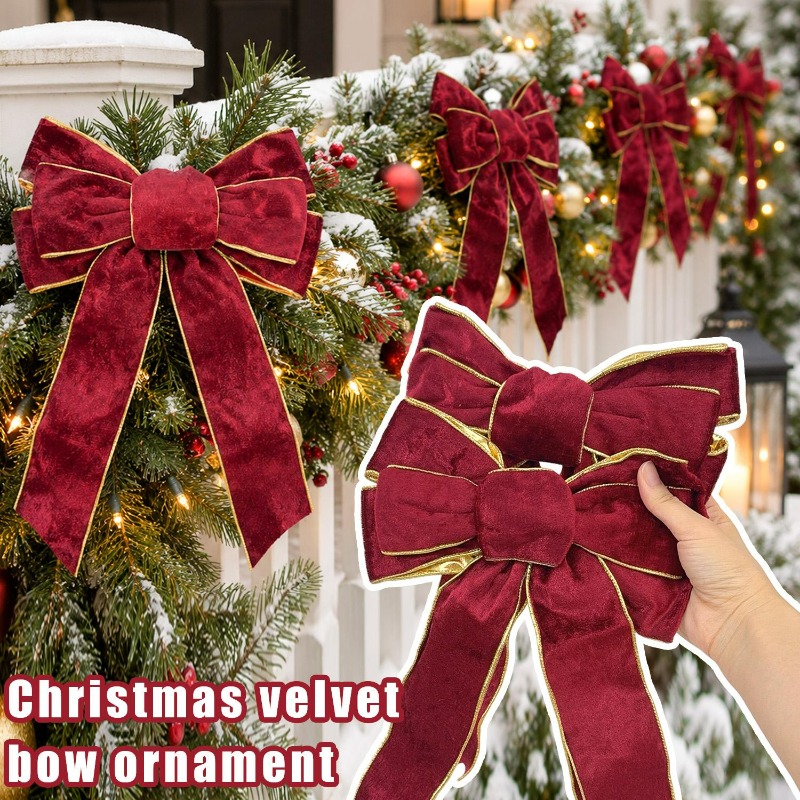 10/1Pcs Claret Velvet Bow Chri - Velvet Ribbon Roll recension och pris