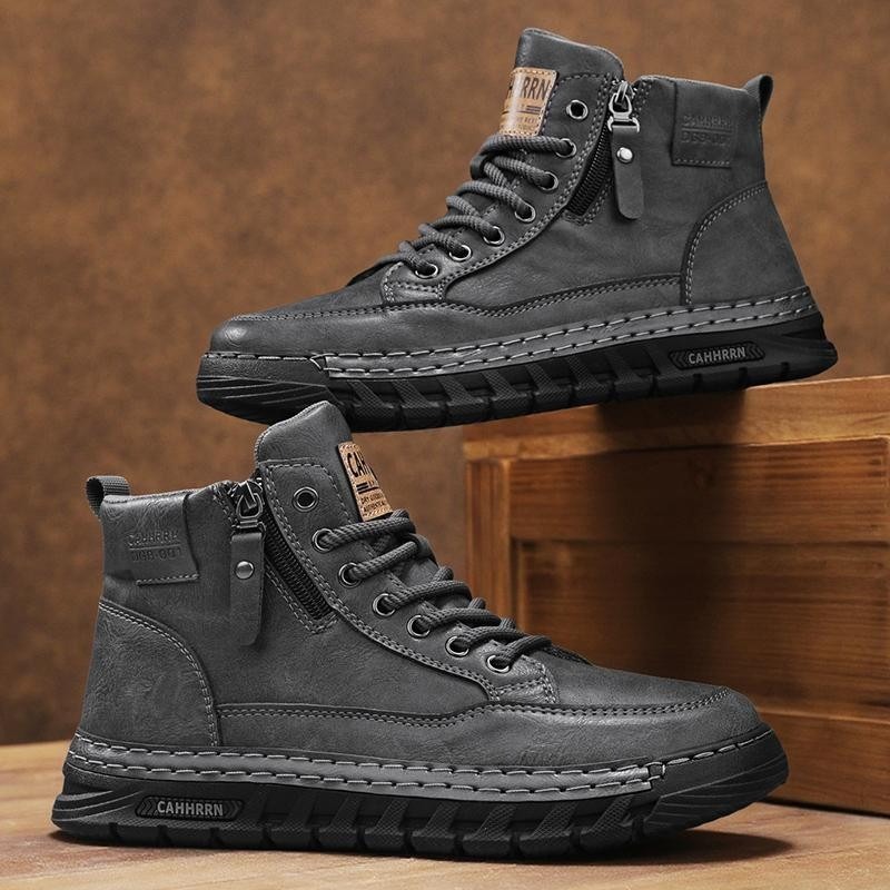 Men Leather High Top Ankle Boo - Guipure Lace Panel recension och pris