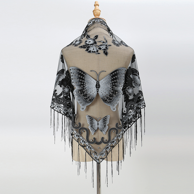 Fashion Triangle Scarf Butterf - Tassel Fringe Trim recension och pris