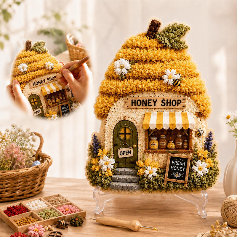 3D Mushroom House Poke Art DIY - Embroidery Craft recension och pris