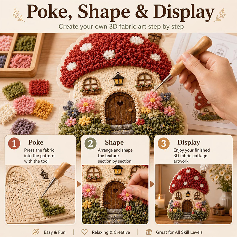 3D Mushroom House Poke Art DIY - Embroidery Craft recension och pris