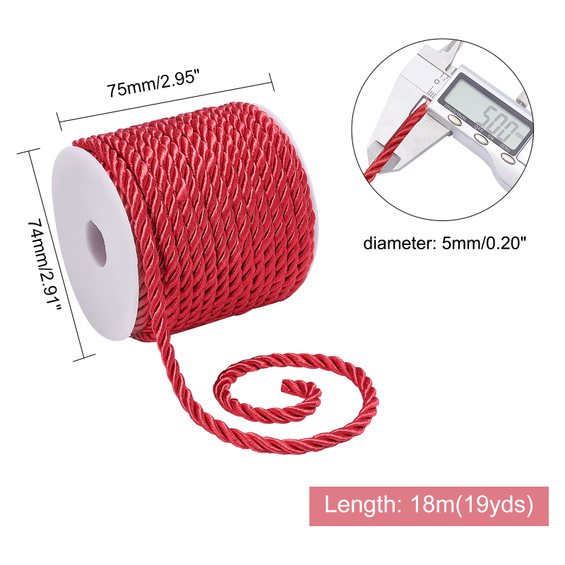 19.6 Yard Red Silk Rope 3-Ply  - Cord Trim Twisted recension och pris
