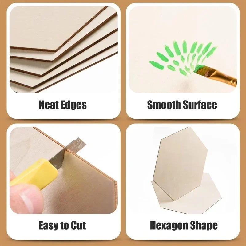 10-120mm Wooden Hexagon Blank  - Craft Embellishment recension och pris