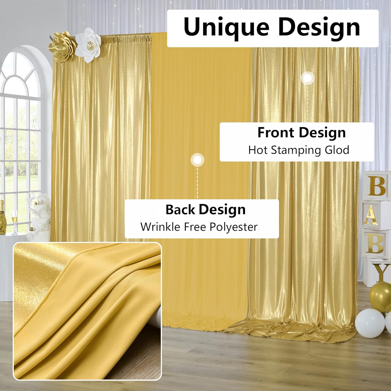 2.3x7FT Wrinkle Free Glitter 1 - Sequin Fabric Panel recension och pris