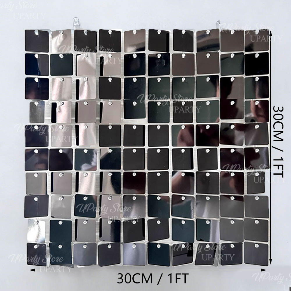 Black Shimmer Wall Backdrop 12 - Sequin Fabric Panel recension och pris