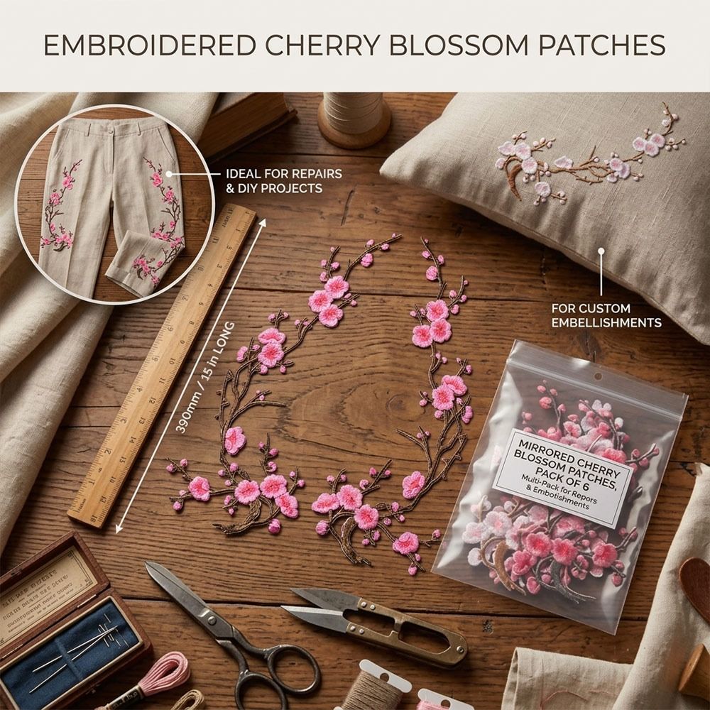 DIY Cherry Blossom Iron On Pat - Applique Patch Flower recension och pris