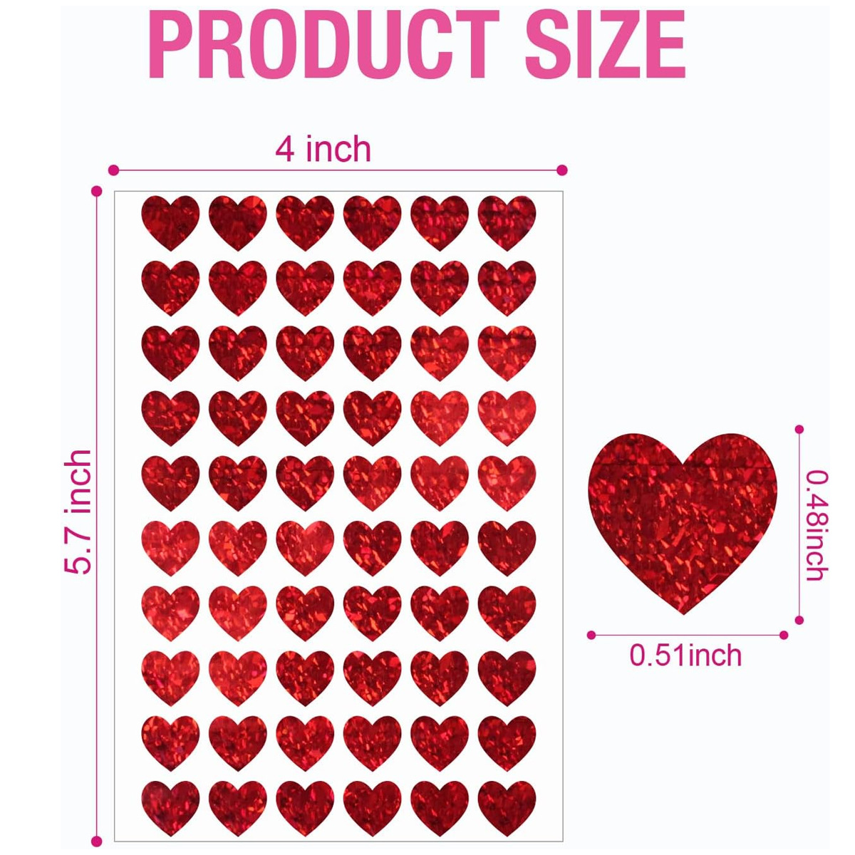 600 Pcs Red Heart Stickers, Sm - Glitter Vinyl Roll recension och pris