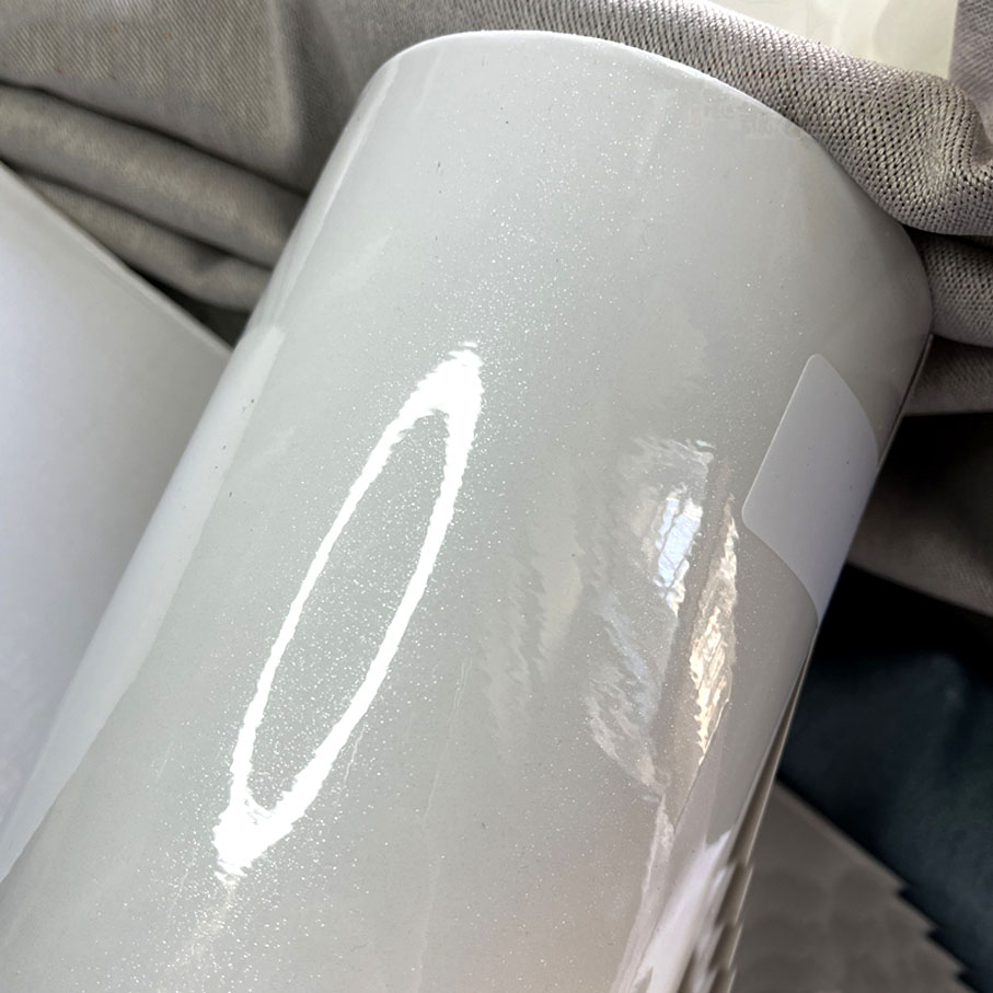 50cm*600cm High Glossy White G - Glitter Vinyl Roll recension och pris